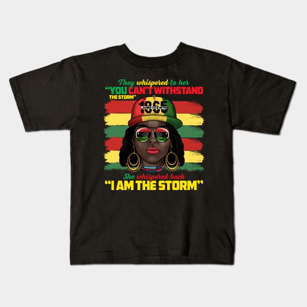 Black African American Ladies Juneteenth Black History Month Kids T-Shirt by GLOBAL TECHNO